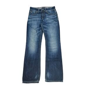 Buckle Black Mens 33x36 Dark Wash Embellished Pocket Jeans ** MISSING BUTTON **